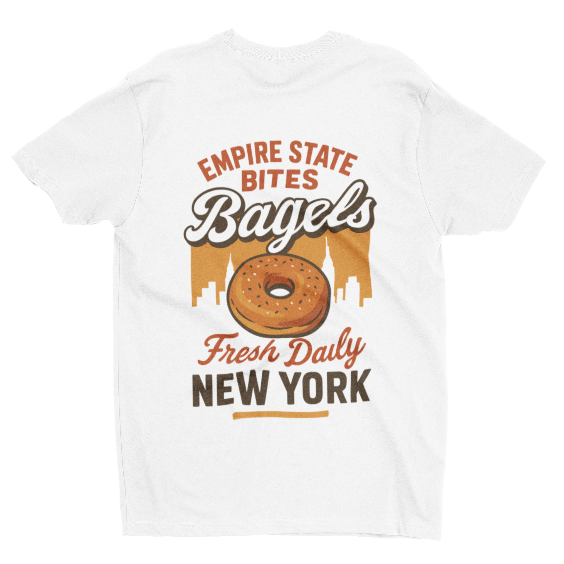 New York Bagels T-Shirt – Empire State Retro Breakfast Tee gift_idea unique_gift personalised_gift