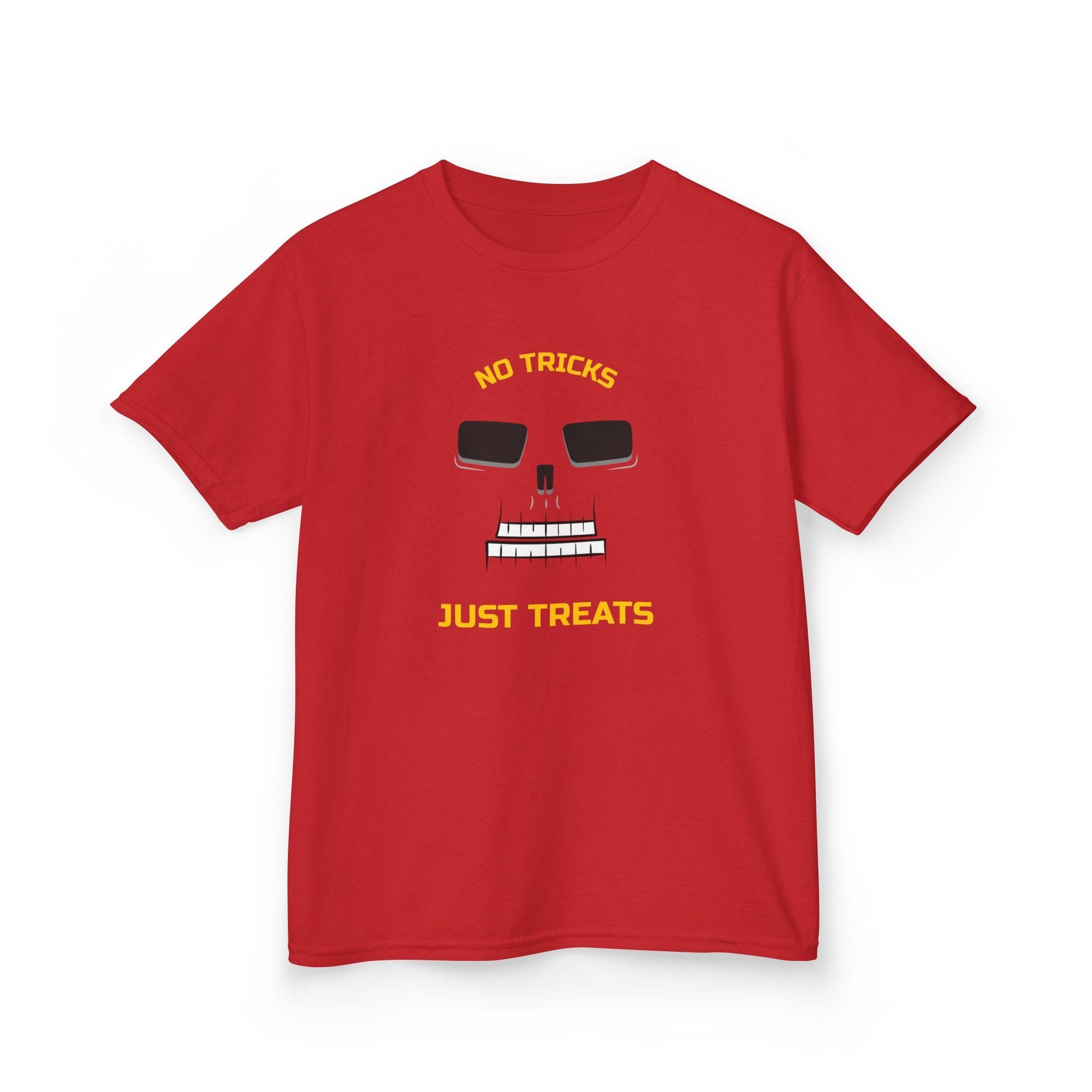 No Tricks Just Treats Halloween Skeleton T-Shirt Red / XS gift_idea unique_gift personalised_gift