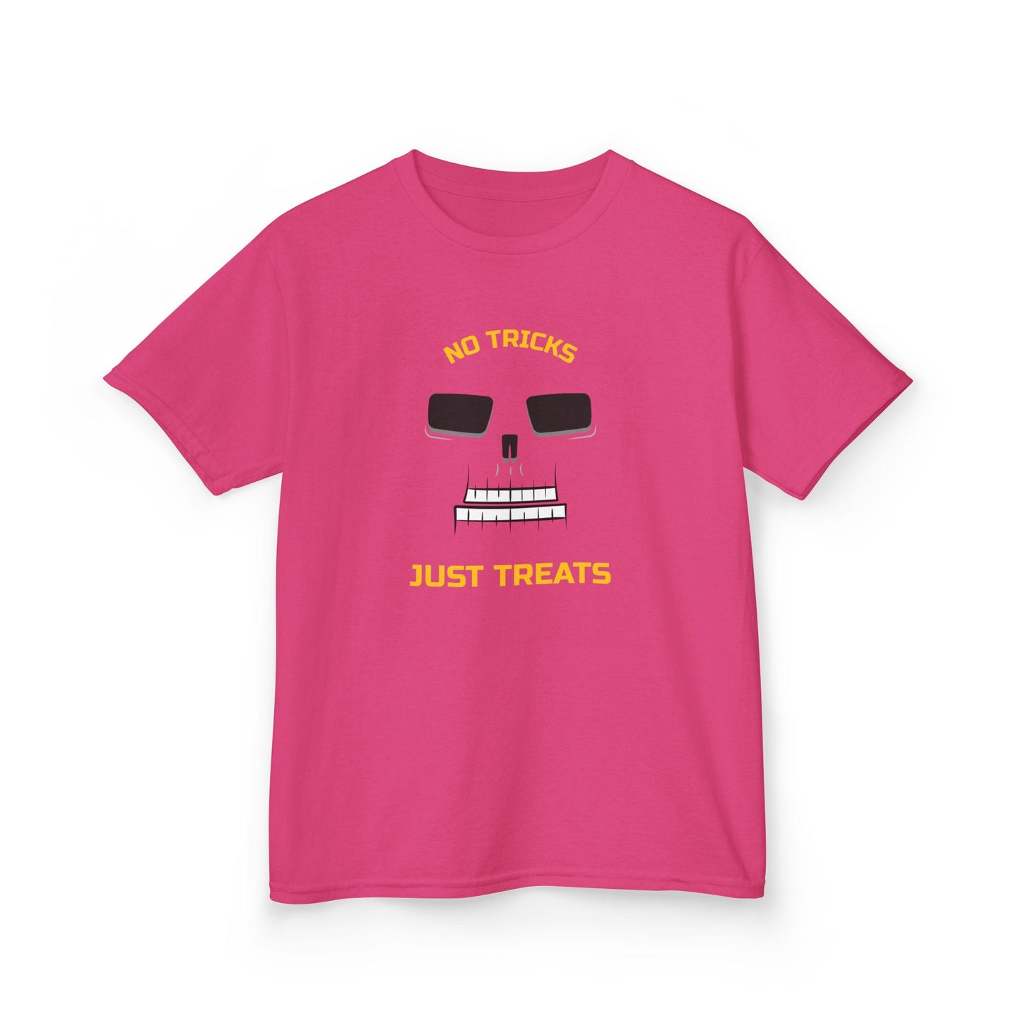 No Tricks Just Treats Halloween Skeleton T-Shirt Heliconia / XS gift_idea unique_gift personalised_gift
