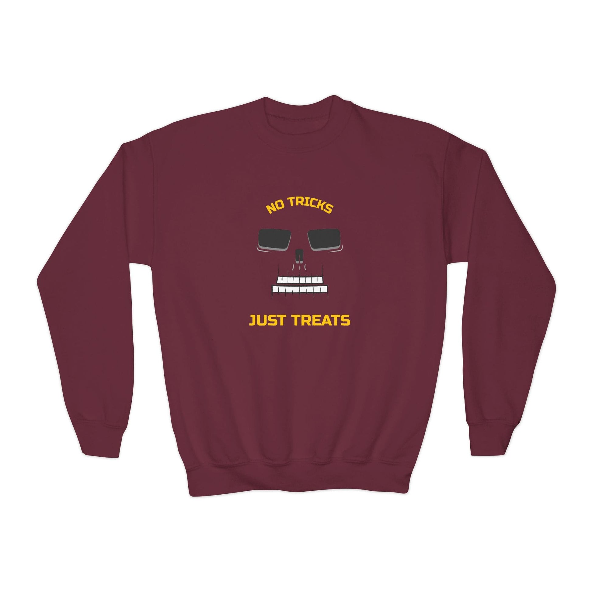 No Tricks Just Treats Skeleton Halloween Sweatshirt Maroon / XS gift_idea unique_gift personalised_gift