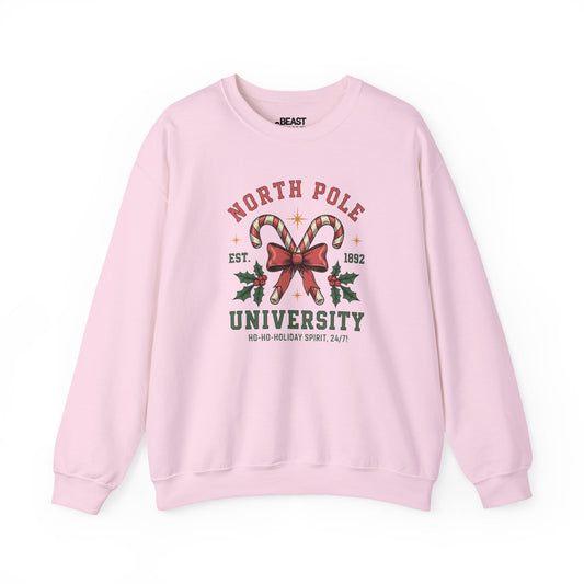 north pole university christmas sweatshirt light pink sweatshirt uk Christmas gift idea