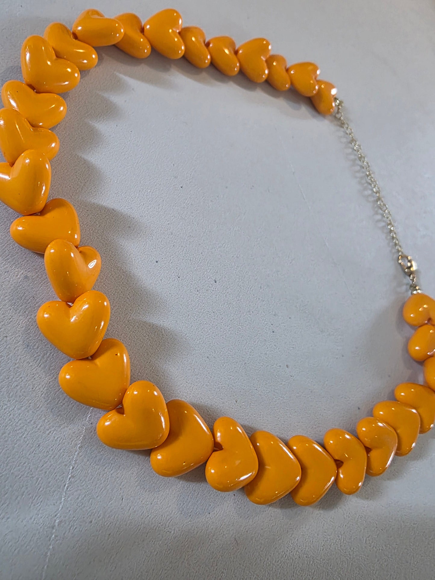 Orange Heart Necklace – Fun Resin Statement Necklace for Women UK gift_idea unique_gift personalised_gift