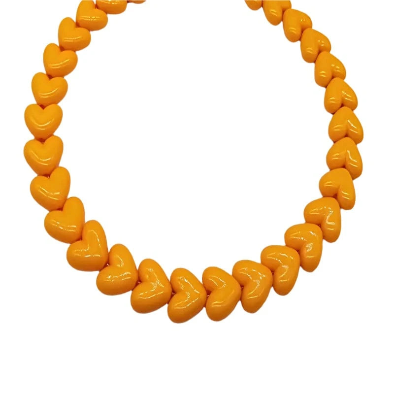 Orange Heart Necklace – Fun Resin Statement Necklace for Women UK gift_idea unique_gift personalised_gift