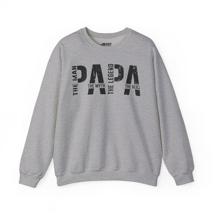 papa the man the myth the legend sweatshirt sport grey sweatshirt uk Father's Day gift idea