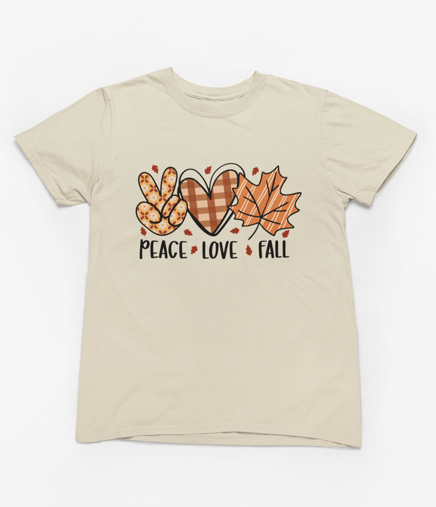 Peace Love Fall Sweatshirt | Retro Autumn Cozy Jumper T-Shirt / S (Adult) / Beige gift_idea unique_gift personalised_gift