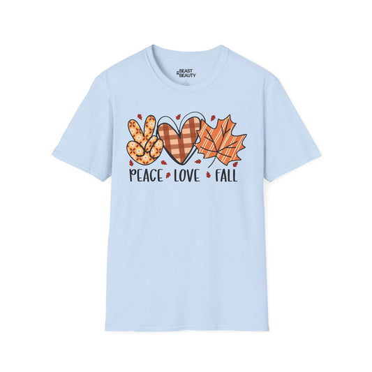 peace love fall t-shirt light blue t-shirt uk gift gift idea