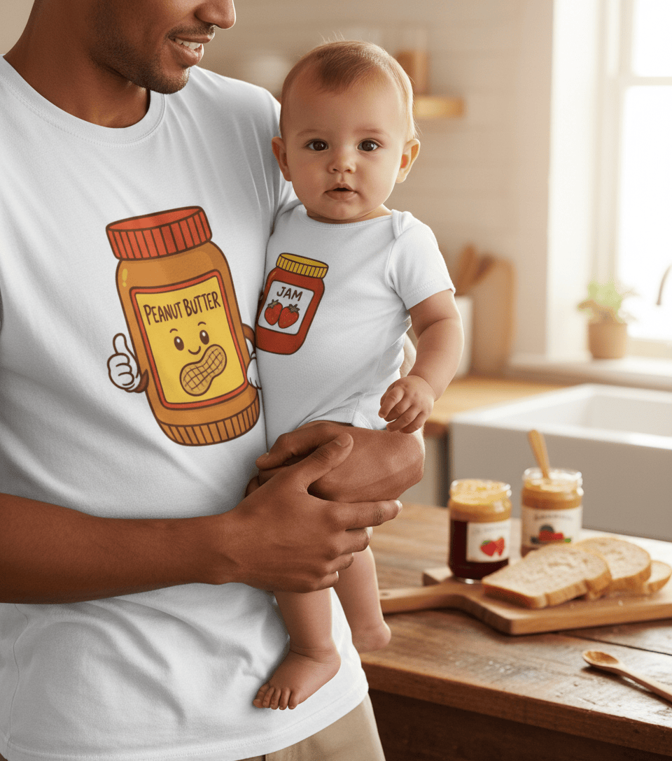 Peanut Butter & Jam Dad & Baby T-Shirt Gift Set gift_idea unique_gift personalised_gift