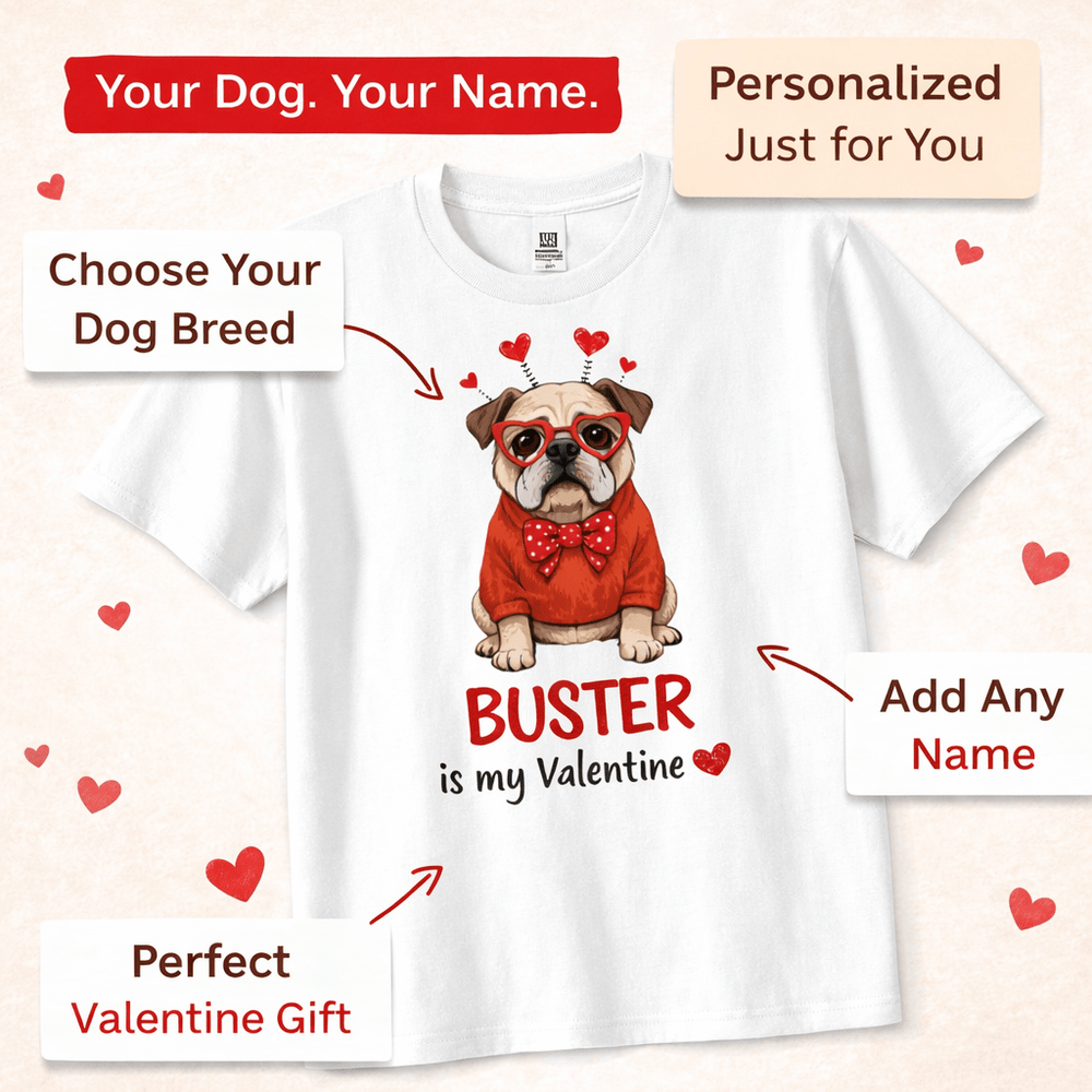 Personalised Dog Valentine T-Shirt or Sweatshirt gift_idea unique_gift personalised_gift