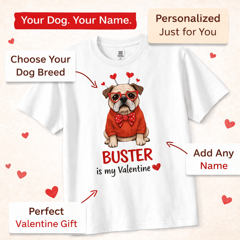 Personalised Dog Valentine T-Shirt or Sweatshirt gift_idea unique_gift personalised_gift