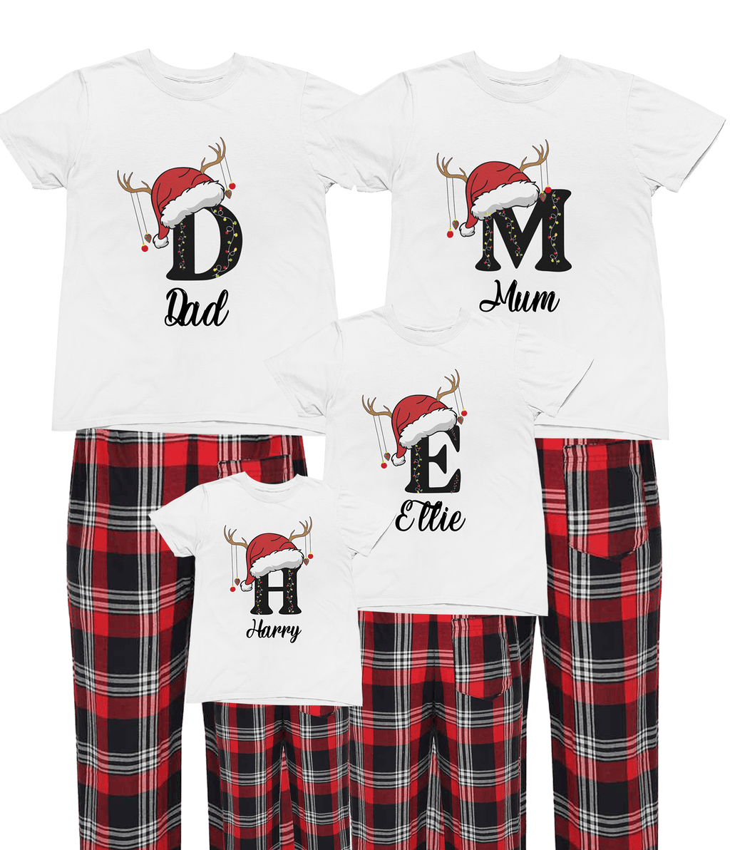 Beast and Beauty 0-6 Months Personalised Family Christmas Pyjamas – Custom Letter & Name PJs