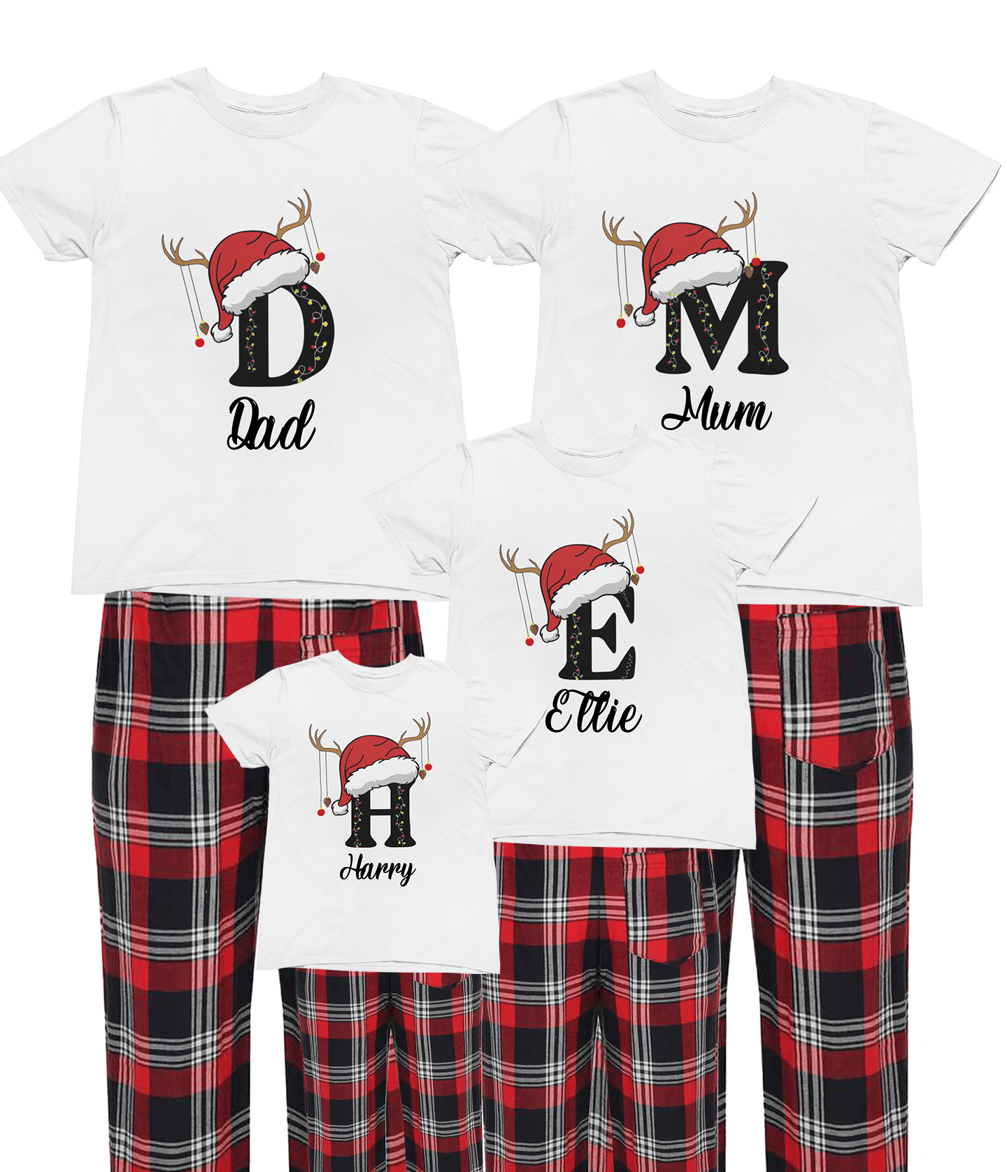 Beast and Beauty 0-6 Months Personalised Family Christmas Pyjamas – Custom Letter & Name PJs