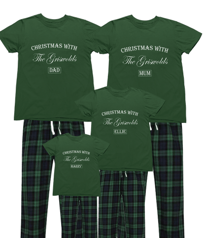 Personalised Family Christmas Pyjamas – Custom Surname & Name Matching Set 0-6 Months / Green gift_idea unique_gift personalised_gift