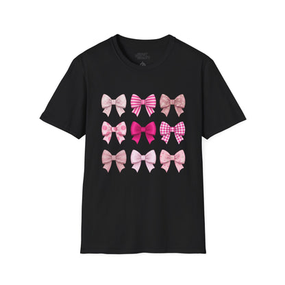 pink bow pattern t-shirt black t-shirt uk coquette gift idea