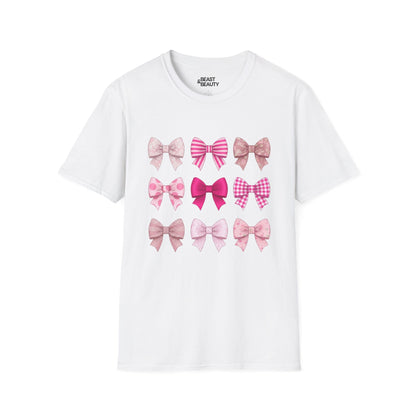 pink bow pattern t-shirt white t-shirt uk coquette gift idea