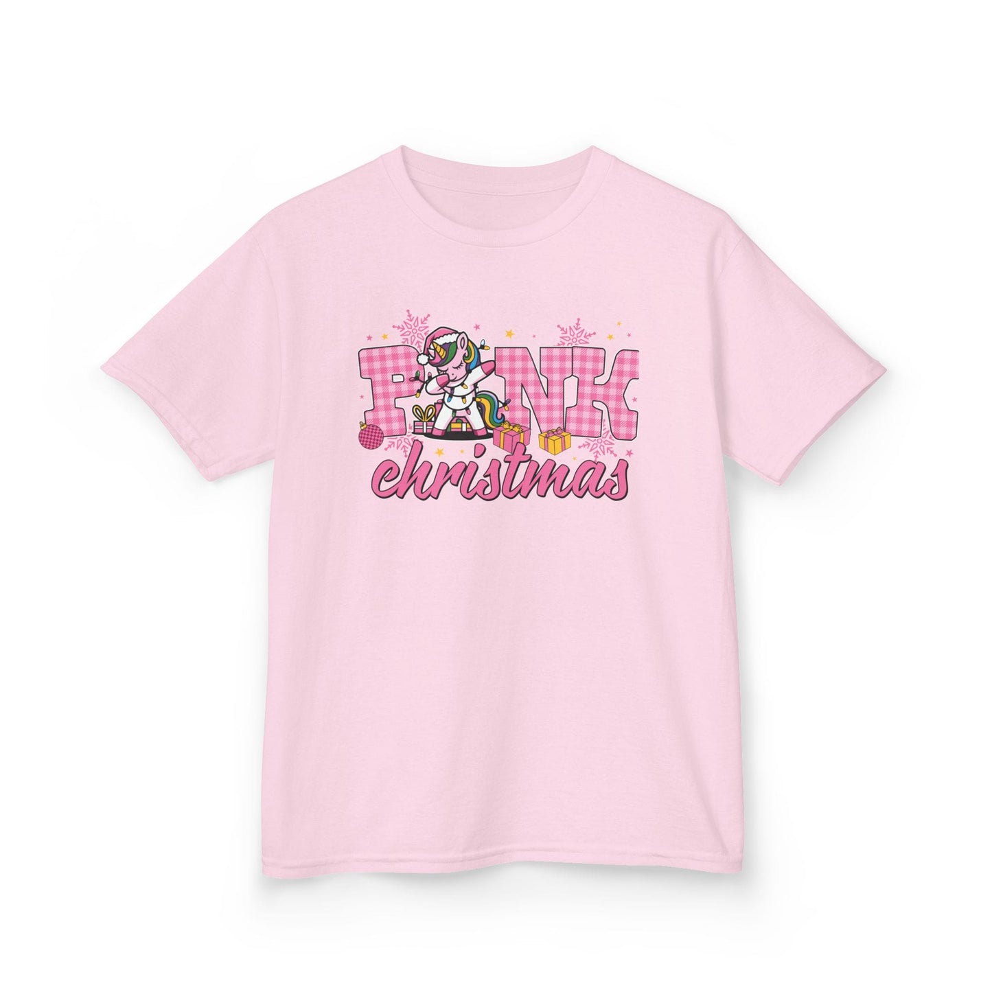 Pink Christmas Unicorn Kids T-Shirt Light Pink / XS gift_idea unique_gift personalised_gift