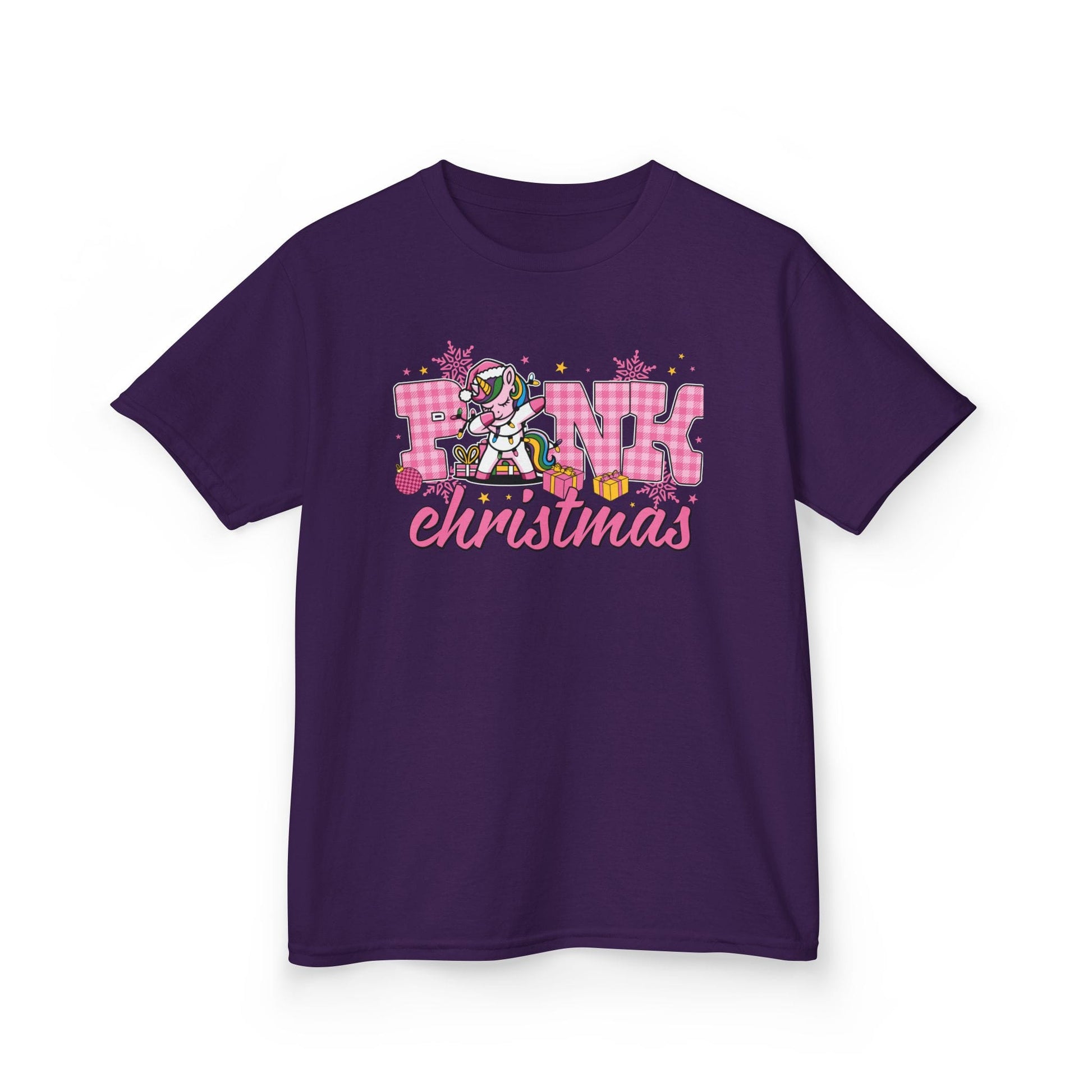 Pink Christmas Unicorn Kids T-Shirt Purple / XS gift_idea unique_gift personalised_gift