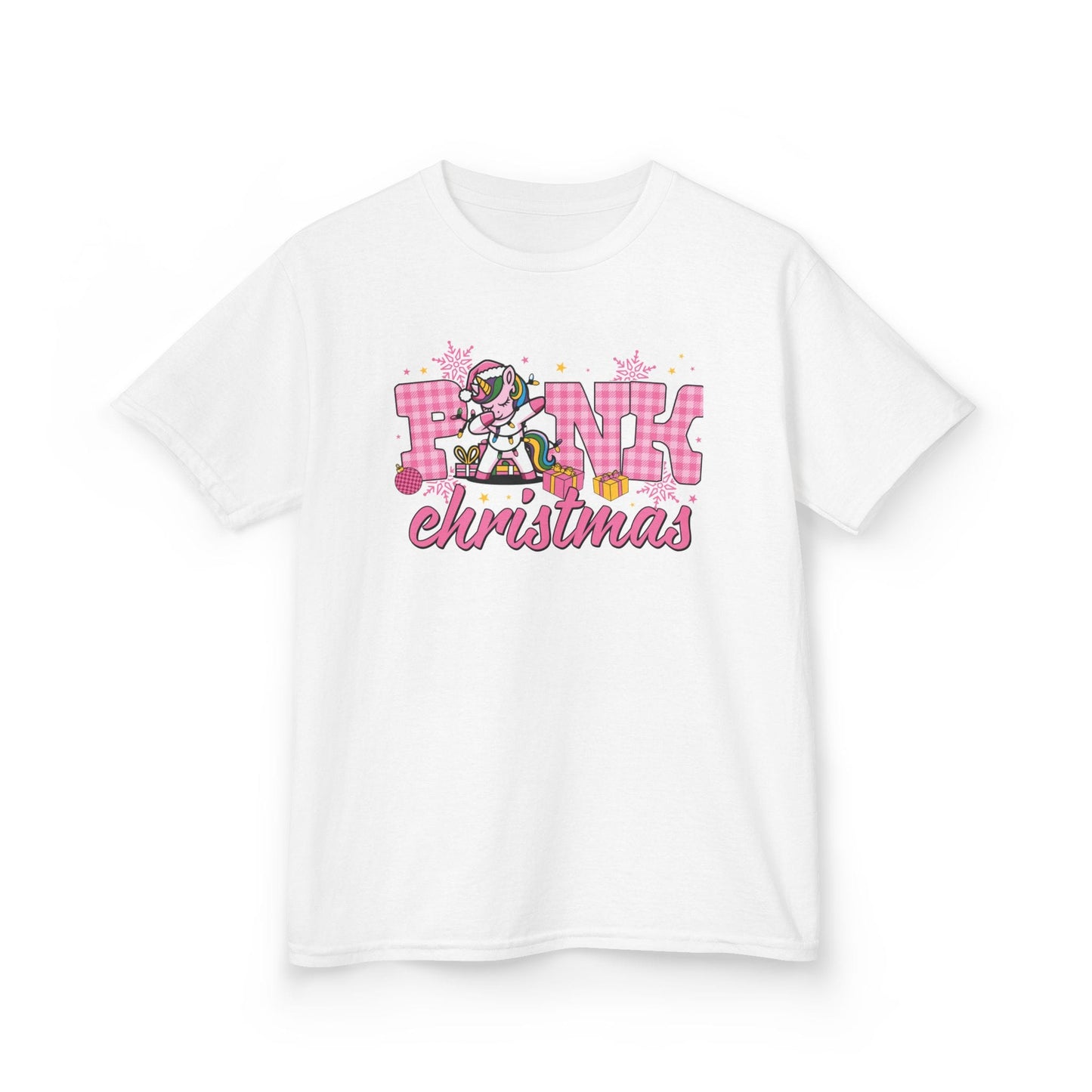 Pink Christmas Unicorn Kids T-Shirt White / XS gift_idea unique_gift personalised_gift