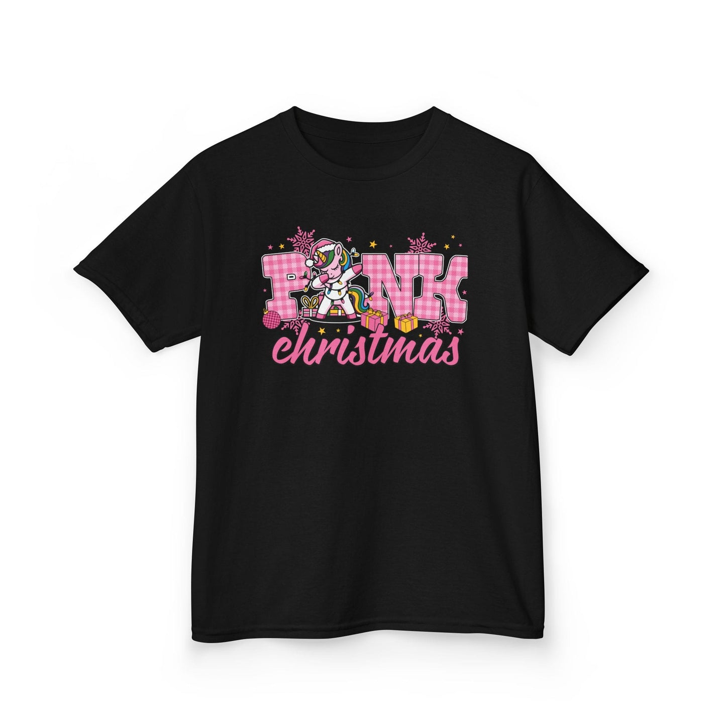 Pink Christmas Unicorn Kids T-Shirt Black / XS gift_idea unique_gift personalised_gift