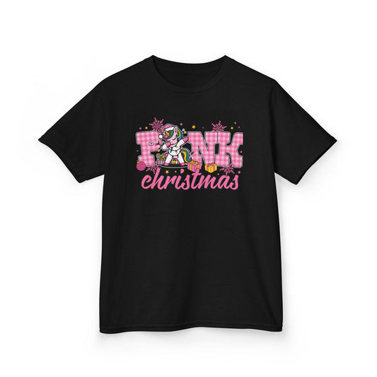 Pink Christmas Unicorn Kids T-Shirt Black / XS gift_idea unique_gift personalised_gift
