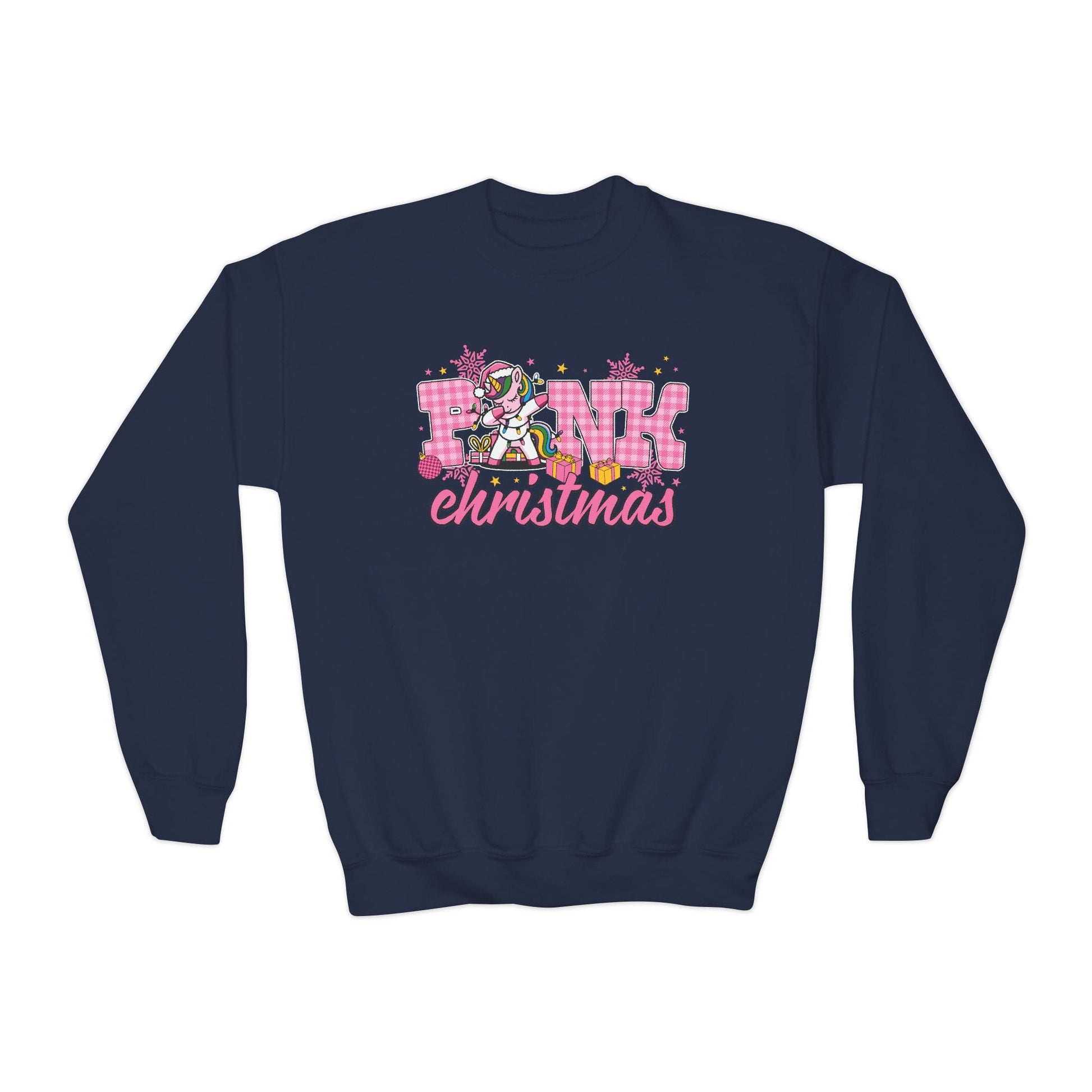 pink christmas unicorn youth sweatshirt navy sweatshirt uk Christmas gift idea