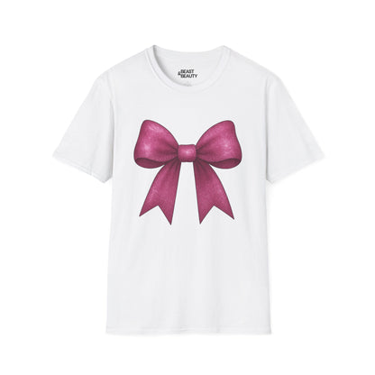 pink glitter bow t-shirt white t-shirt uk coquette gift idea