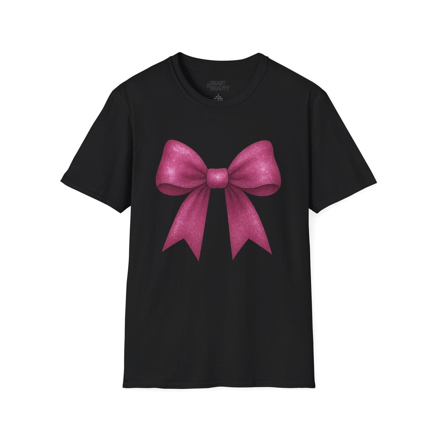 pink glitter bow t-shirt black t-shirt uk coquette gift idea