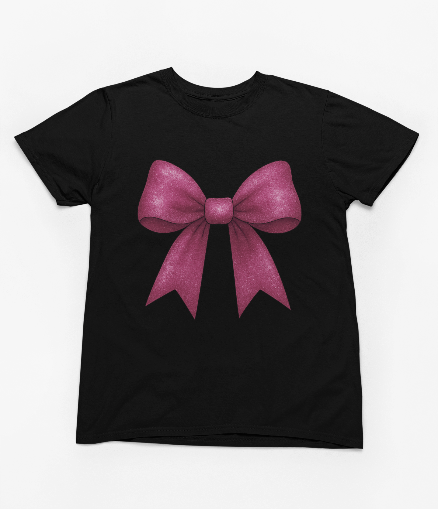 Pink Glitter Coquette Bow Sweatshirt & T-Shirt – Girly Coquette Aesthetic T-Shirt / 3XL (Adult) / Black gift_idea unique_gift personalised_gift