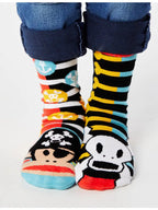 Pirate Halloween Kids Socks – Julius & Skurvy Mismatched Non-Slip Small gift_idea unique_gift personalised_gift
