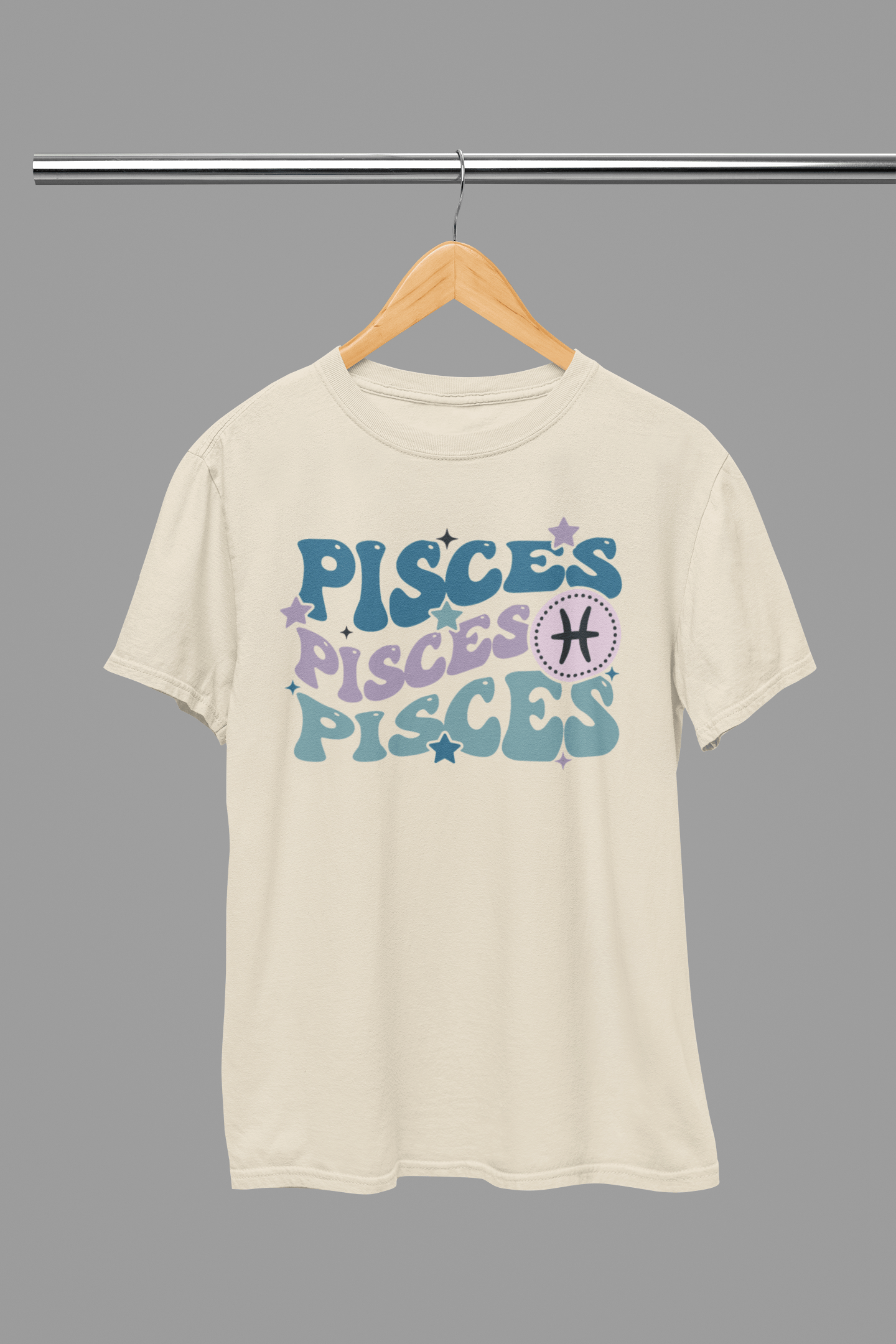 PISCES Zodiac Fun Colour Font T-Shirt gift_idea unique_gift personalised_gift