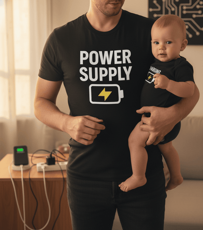 Power Supply & Charging Matching T-Shirt Gift Set gift_idea unique_gift personalised_gift