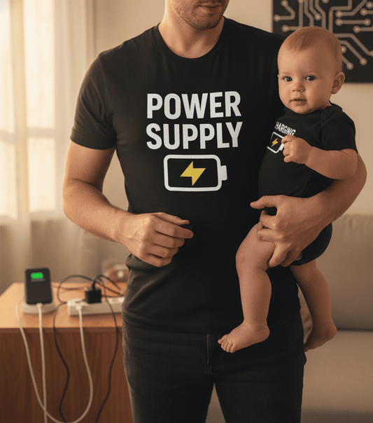 Power Supply & Charging Matching T-Shirt Gift Set gift_idea unique_gift personalised_gift