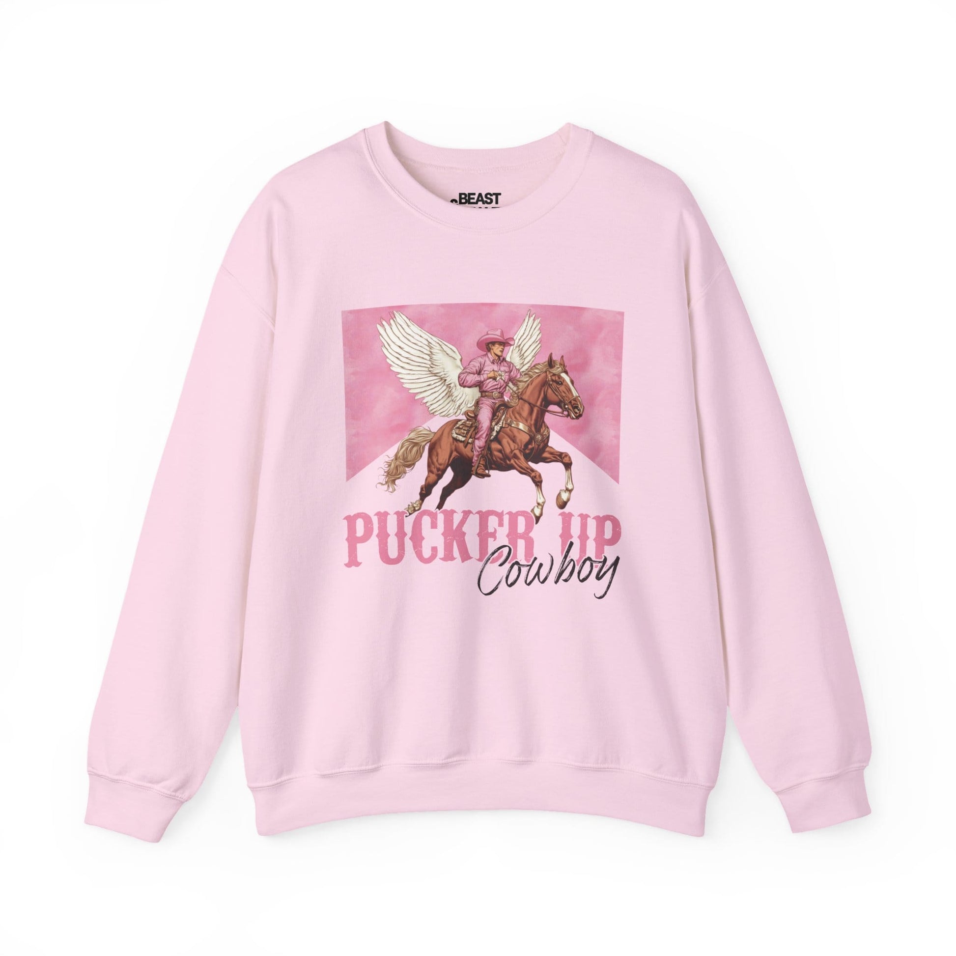 pucker up cowboy sweatshirt light pink sweatshirt uk cowgirl gift idea
