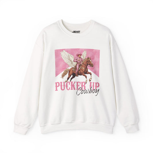pucker up cowboy sweatshirt white sweatshirt uk cowgirl gift idea