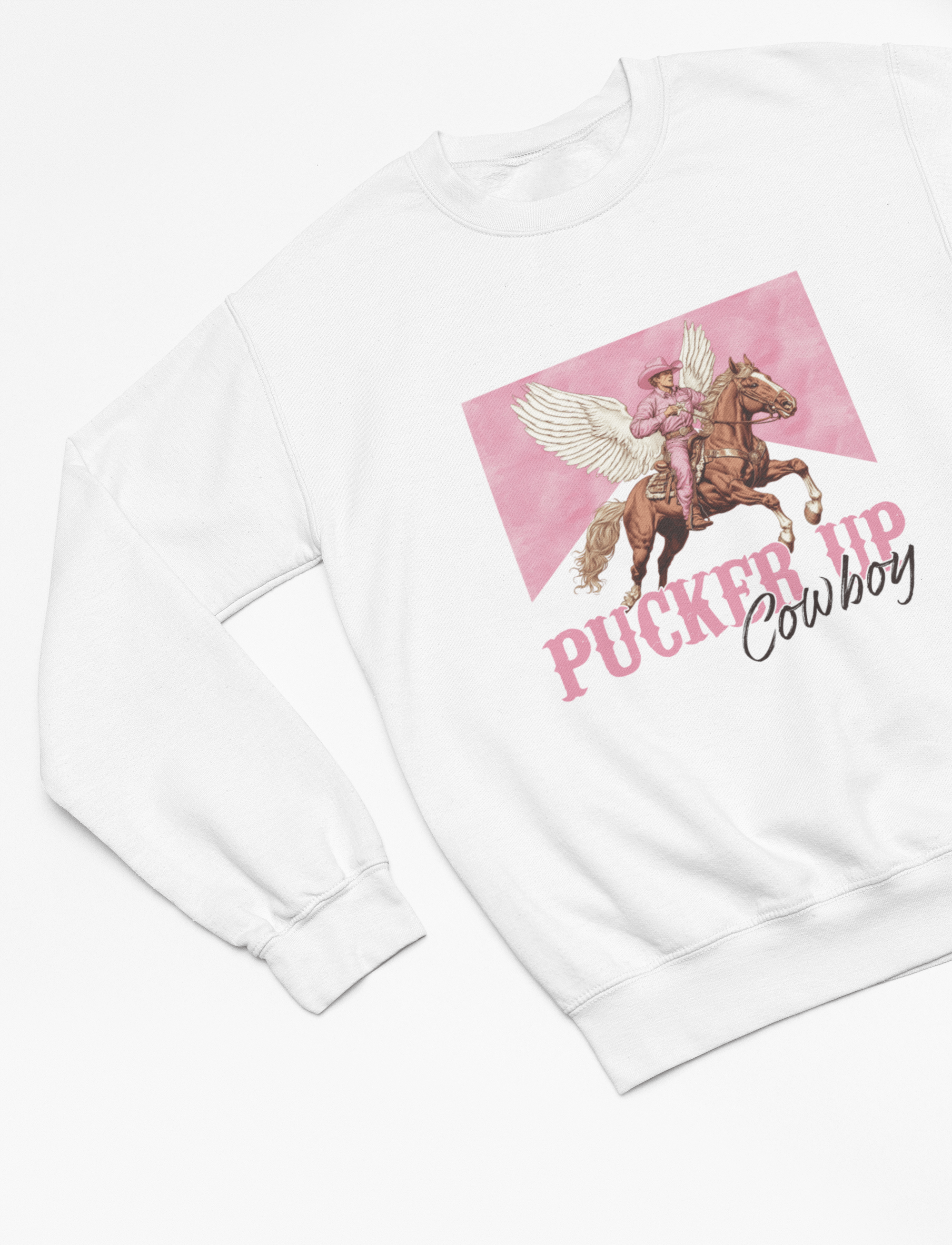 Pucker Up Cowboy T-Shirt/Sweatshirt Sweatshirt / Small / White gift_idea unique_gift personalised_gift