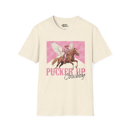 pucker up cowboy t-shirt natural t-shirt uk cowgirl gift idea