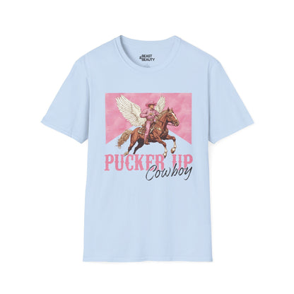 pucker up cowboy t-shirt light blue t-shirt uk cowgirl gift idea