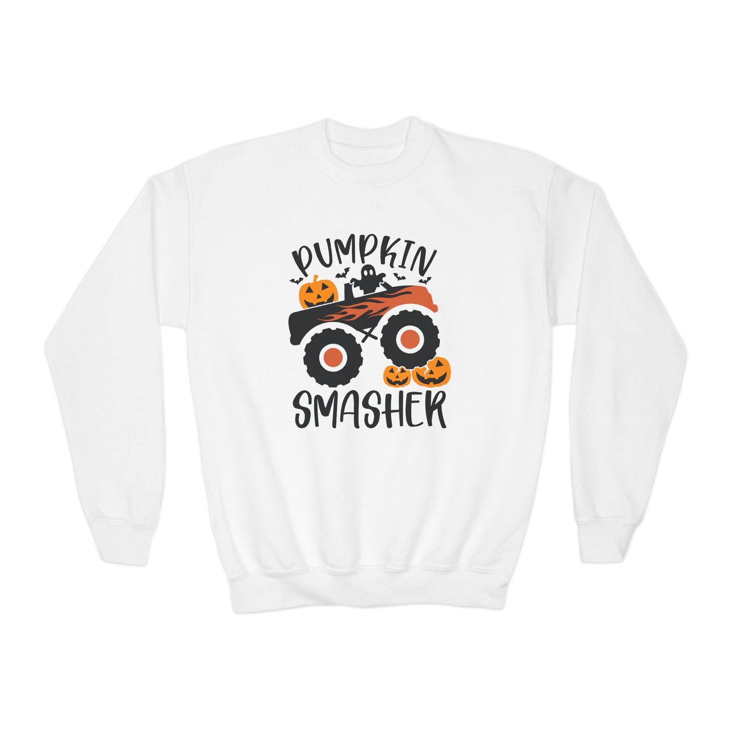 Pumpkin Smasher Monster Truck Halloween Sweatshirt White / XS gift_idea unique_gift personalised_gift