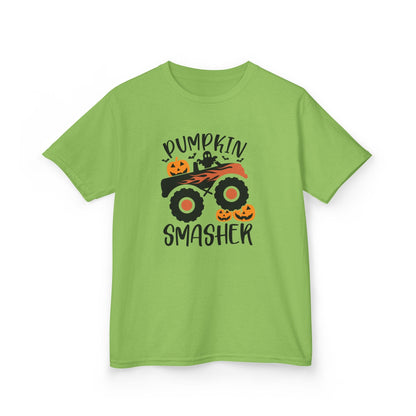 Pumpkin Smasher Monster Truck Halloween Kids T-Shirt Lime / XS gift_idea unique_gift personalised_gift