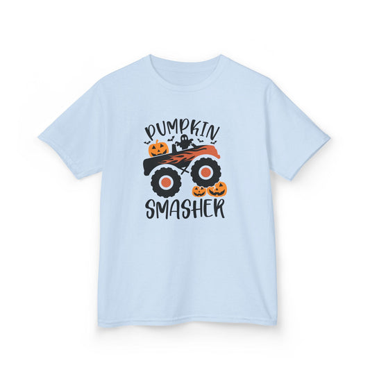 Pumpkin Smasher Monster Truck Halloween Kids T-Shirt Light Blue / XS gift_idea unique_gift personalised_gift