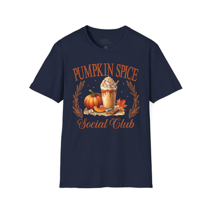 Pumpkin Spice Social Club Fall Halloween T-Shirt Navy / S gift_idea unique_gift personalised_gift