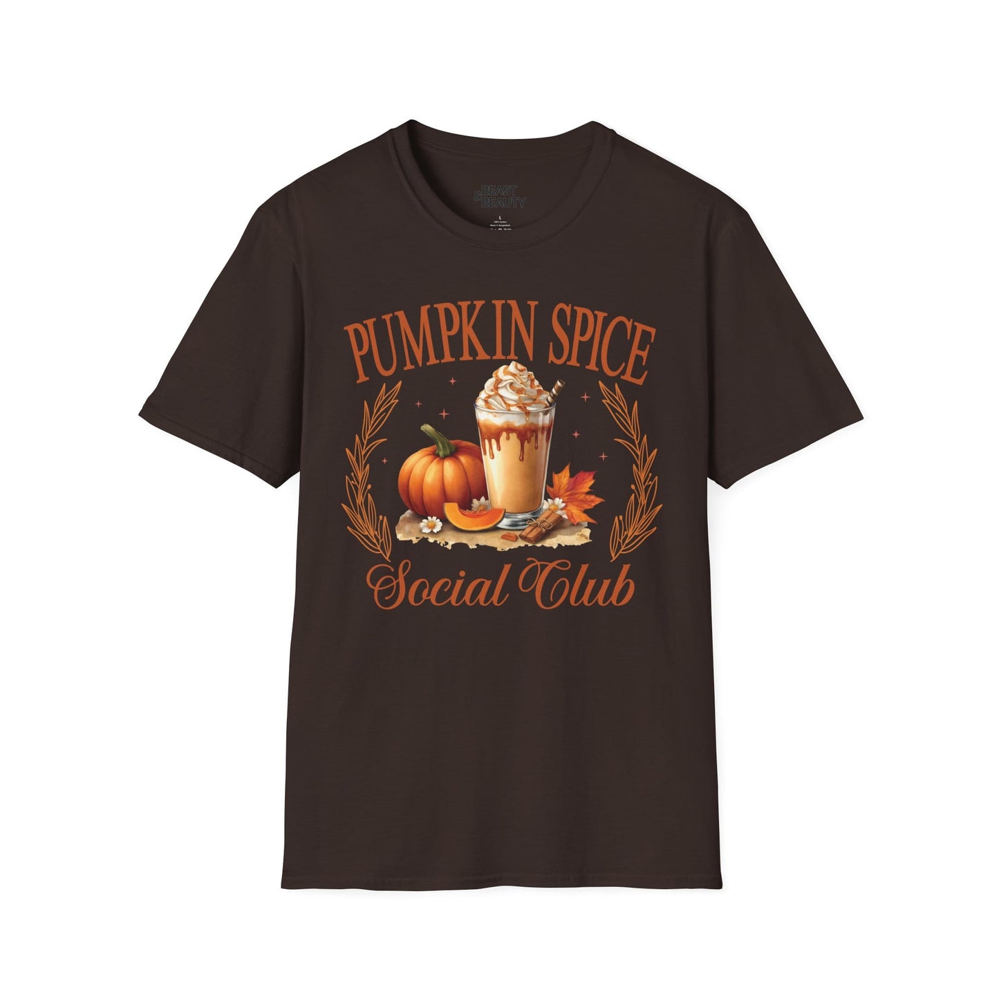 Pumpkin Spice Social Club Fall Halloween T-Shirt Dark Chocolate / S gift_idea unique_gift personalised_gift