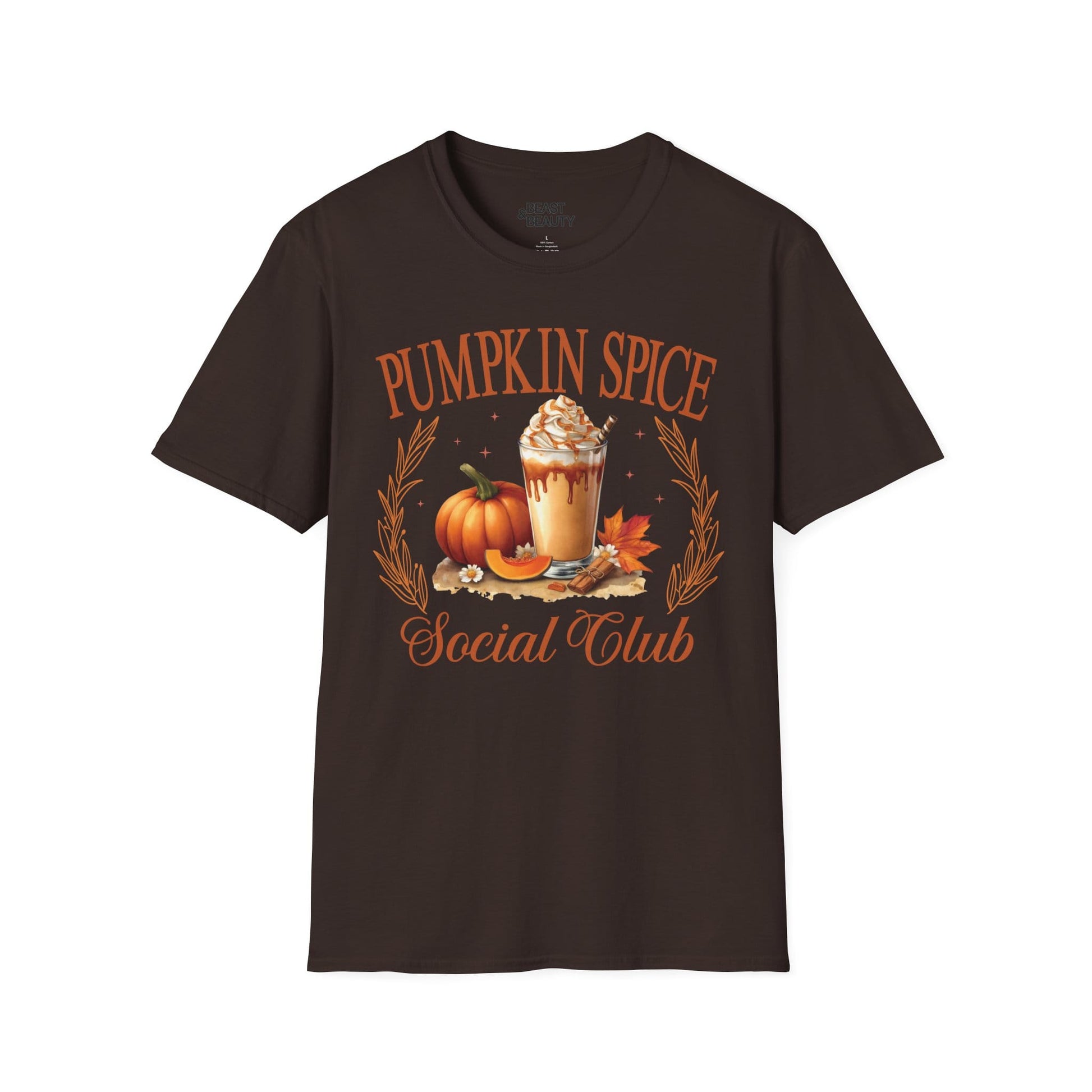 Pumpkin Spice Social Club Fall Halloween T-Shirt Dark Chocolate / S gift_idea unique_gift personalised_gift