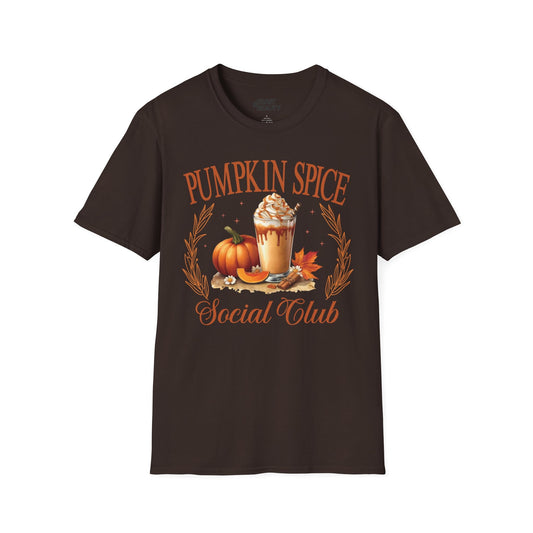 Pumpkin Spice Social Club Fall Halloween T-Shirt Dark Chocolate / S gift_idea unique_gift personalised_gift