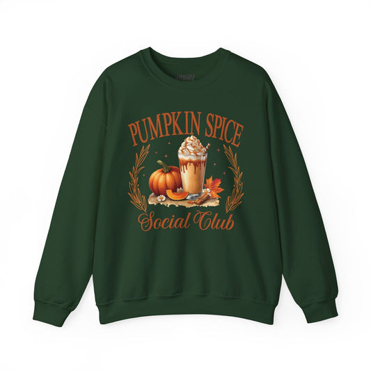 Pumpkin Spice Social Club Fall Sweatshirt Forest Green / S gift_idea unique_gift personalised_gift
