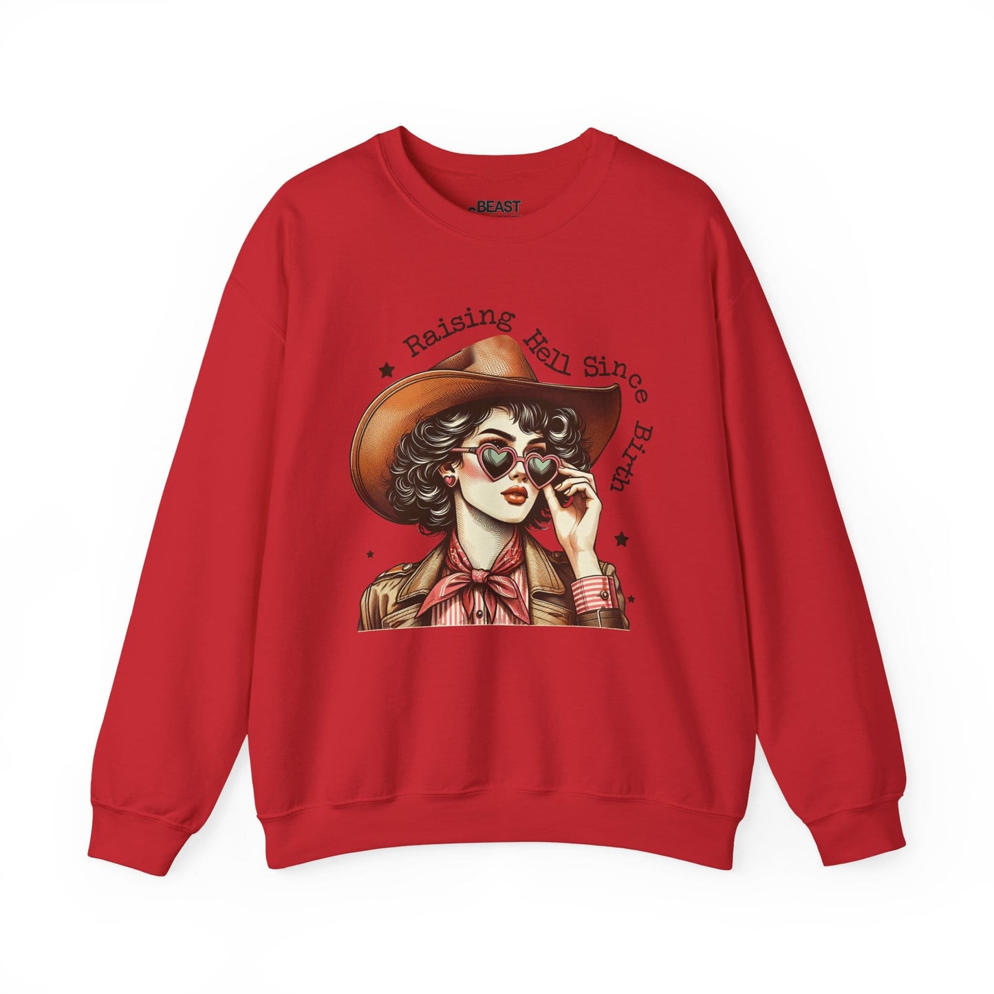 raising hell since birth cowgirl sweatshirt red sweatshirt uk cowgirl gift idea