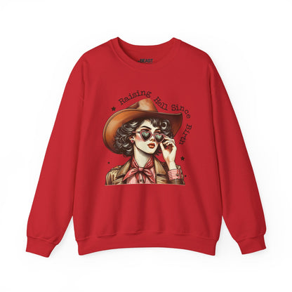 raising hell since birth cowgirl sweatshirt red sweatshirt uk cowgirl gift idea