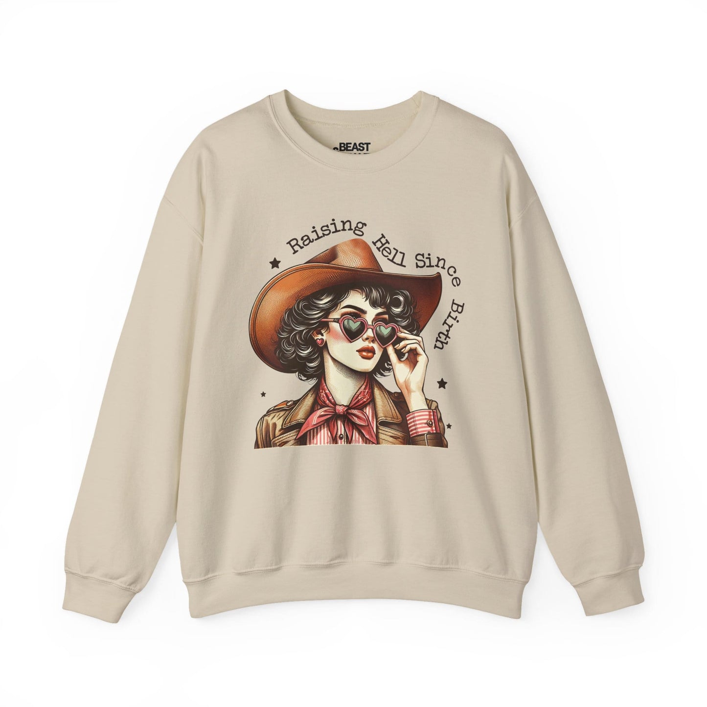 raising hell since birth cowgirl sweatshirt sand sweatshirt uk cowgirl gift idea