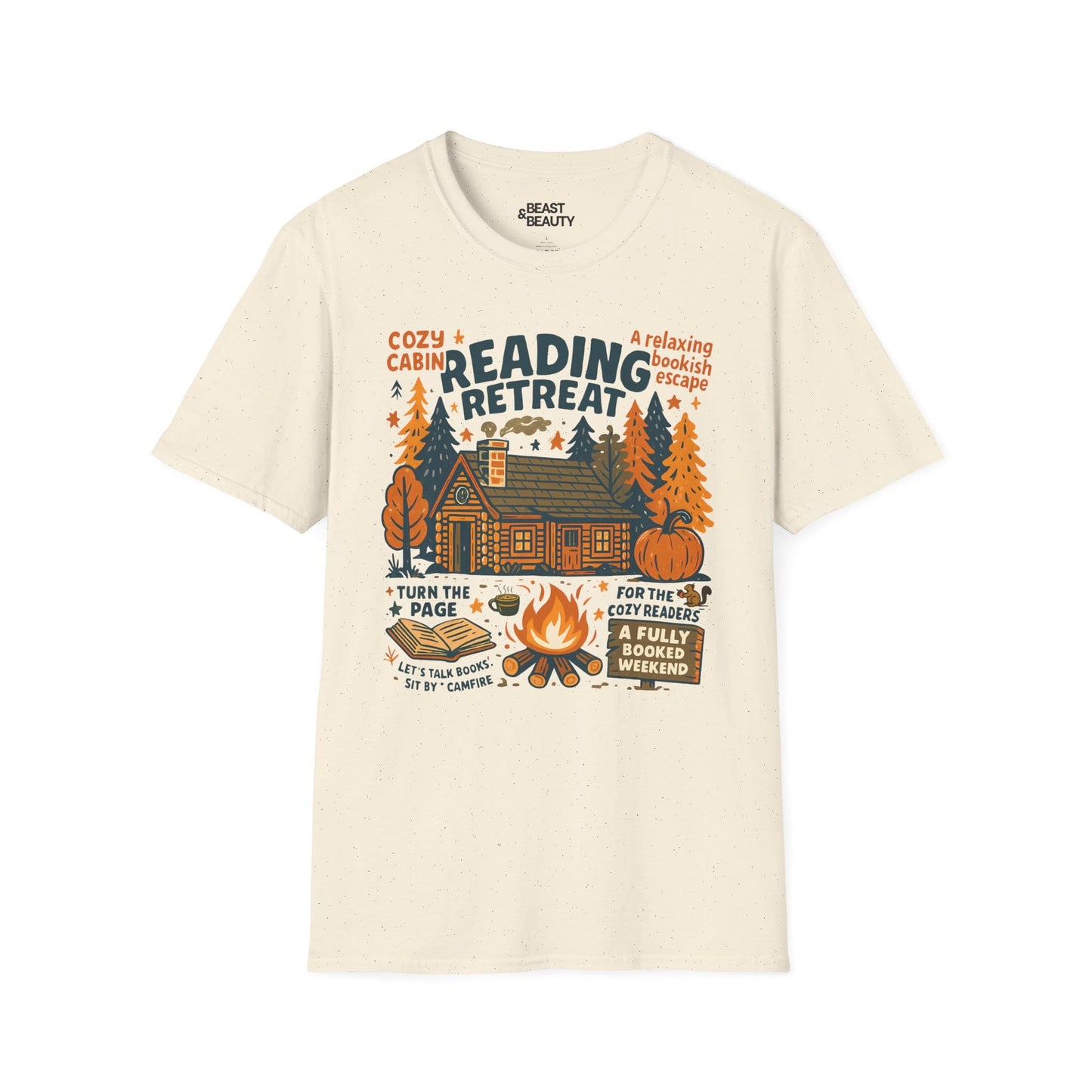 reading retreat cozy cabin t-shirt natural t-shirt uk book lover gift idea