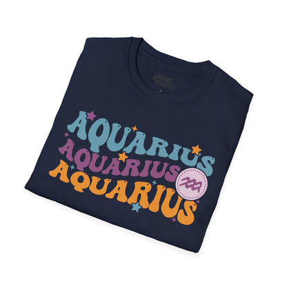 Retro Aquarius Zodiac Graphic T-Shirt gift_idea unique_gift personalised_gift