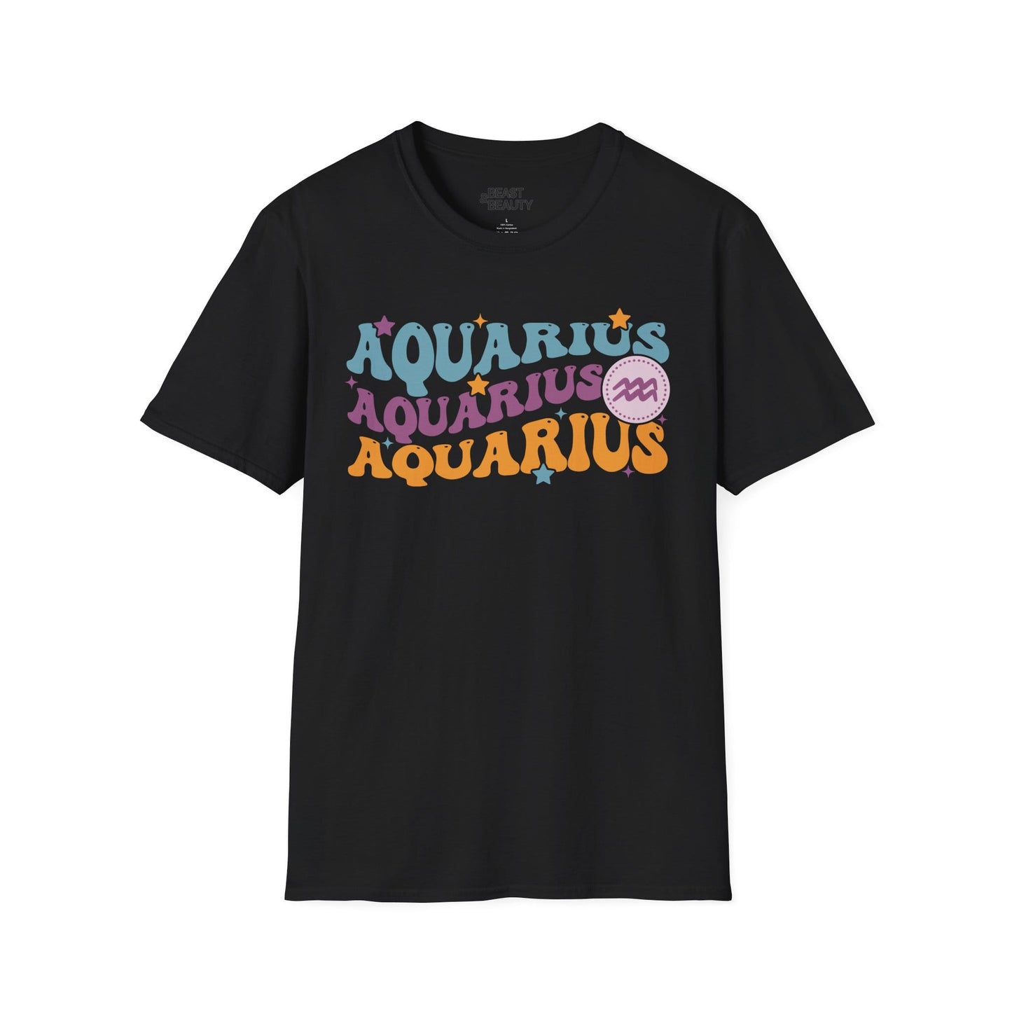 Retro Aquarius Zodiac Graphic T-Shirt Black / S gift_idea unique_gift personalised_gift